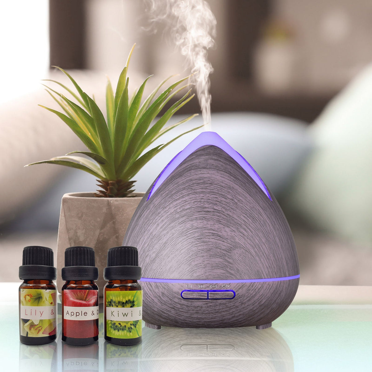 NNEDSZ Oils Ultrasonic Aromatherapy Diffuser Air Humidifier Purify 400ML Violet