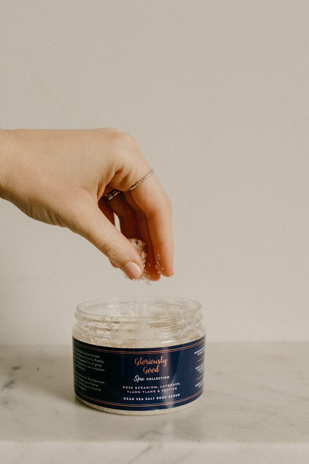 Rose Geranium, Lavender, Ylang Ylang & Vetiver Dead Sea Salt Body Scrub