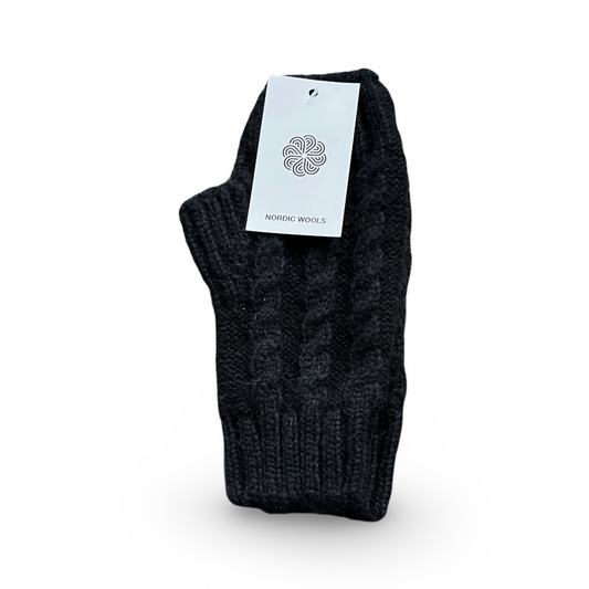 Cozy Black Cable-Knit Fingerless Gloves